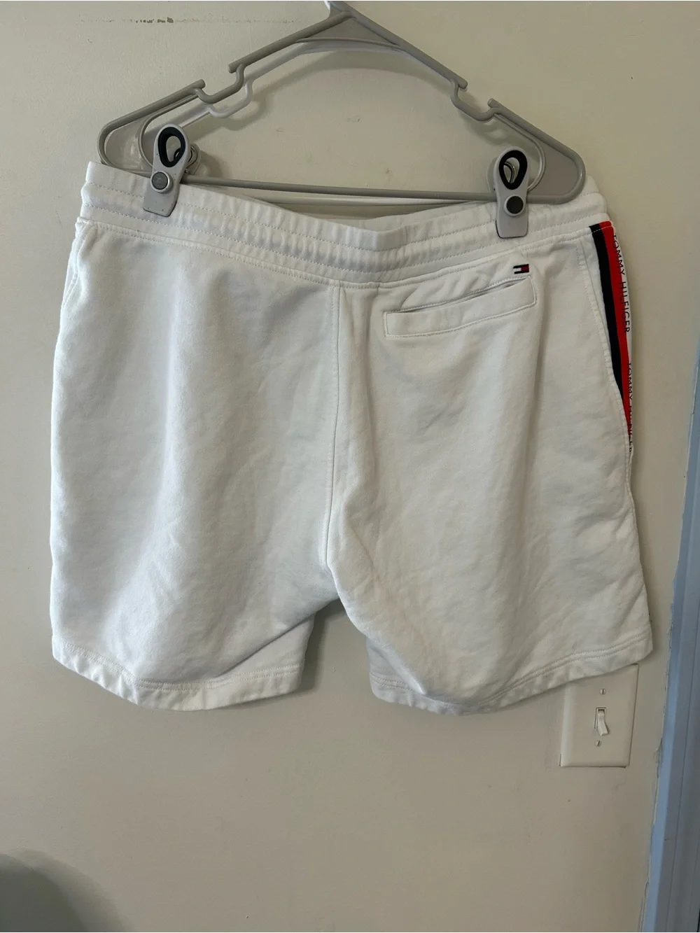 Tommy Hilfiger White Shorts with Red & Navy Logo Trim